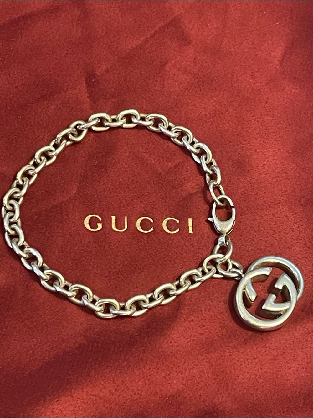 GUCCI~(the ICONIC!) 190501 Interlocking G Charm Sterling Silver AG925 Bracelet